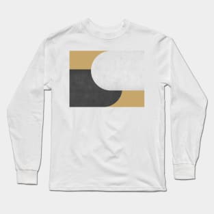 Half Circle Colorblock - Gold Black and White Long Sleeve T-Shirt